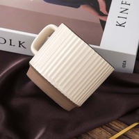 Mug en céramique gaufré à nervures verticales, en grès émaillé coloré, tons Morandi, pour couples, tasse à café domestique, Liling Hunan
