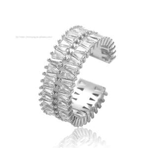 Hip-hop Men's and Women's Double-row T-square Zircon Open <b>Ring</b> Popular Hip-hop <b>Ring</b> - Product Image 2
