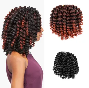 High Quality 8 Inch Wand Curl Crotchet Braids Synthetic Crochet Braids Curly Crochet Hair Extensions Ombre