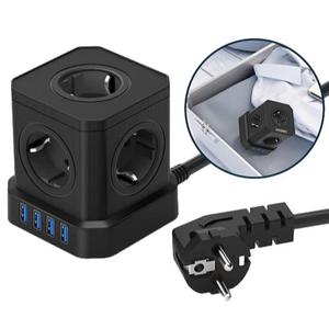 Regleta de Enchufes Tipo Torre con Protección Contra Sobretensiones, Estándar Europeo 16A, 5 Tomas de Corriente, 3 Puertos USB-A, 1 Puerto Tipo-C, Segura y Eficiente - Product Image 3