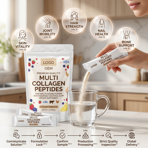 Collagène multi-peptides aromatisé de qualité supérieure, non OGM, hydratation de la peau, éclat de jeunesse, formule personnalisée, complément alimentaire en poudre - Product Image 2