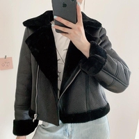 Nouvel arrivage Veste bombardier pour femmes de haute qualité Super qualité fermeture éclair épais plus chaud Micro daim imprimé manteau de fourrure collée