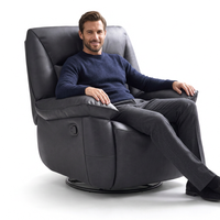 Fauteuil d'appoint moderne pivotant en cuir pleine fleur, structure en bois massif, éponge haute densité, pour salon