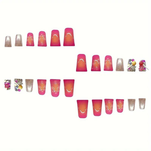 <span class=keywords><strong>Uñas</strong></span> Postizas Acrílicas Hechas a Mano con Diseño Personalizado en Forma de Pato, con Borde Redondeado y Acampanado para Mujeres, Despedida de Soltera, Luna de Miel - Product Image 2