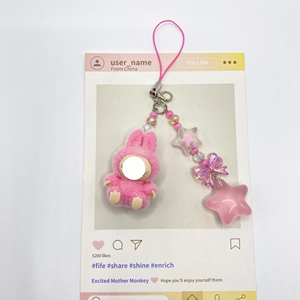 Regalos de Navidad/Halloween - Llavero de Peluche Mini BUBU - Diseño de <span class=keywords><strong>Conejito</strong></span> de Peluche Suave con Detalles Elegantes de Cuentas y Lazos - Product Image 6