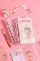 Bloc-notes autocollant mignon kawaii pour filles, kit de scrapbooking, journal de dessin animé, ensemble cadeau A6 80 pages, logo personnalisé, promotionnel