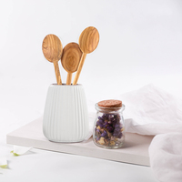 Cuillère à Miel de Luxe en Bois d'Olivier Naturel Ensemble de Cuillères à Long Manche pour Café Thé Milkshake Cuisine