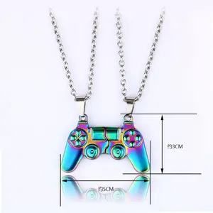 European and American Cross-border New Product Handle Couple Necklace Magnet Stone Attraction Alloy Dazzling Pendant Necklace