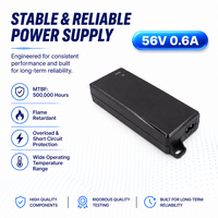 Adaptador PoE de Fábrica OEM 24W 35W 54W 90W 19V 48V 54V 56V Inyector PoE Activo Pasivo Ieee 802.3at AC DC para Cámara IP/AP Inalámbrico