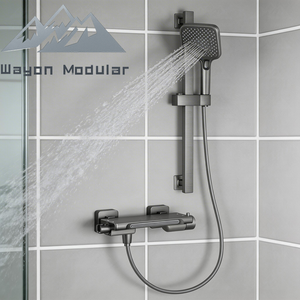 Sistema Doccia Termostatico a Cascata Wayon Moderno Grigio Canna di Fucile per Bagno Prefabbricato - Product Image 2