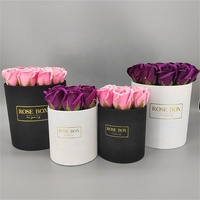 Boîte cylindre en velours recyclé avec logo personnalisé personnalisé Boîte cylindre en velours de luxe personnalisée pour la Saint-Valentin pour les fleurs