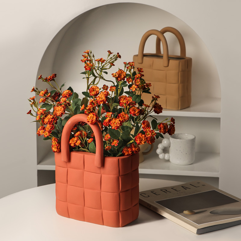 Modern Bag Vase Ceramic Vases Chinese Style Simple Designed Porcelain flower vase