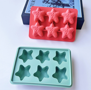 Tự Làm Mới Mùa Hè đại dương Băng Tủ đông khuôn thạch bánh khuôn mẫu 6 lỗ Silicone Starfish/cá heo/Vỏ <span class=keywords><strong>Ice</strong></span> Cube khay với nắp - Product Image 5