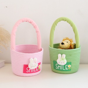 Cesta de Almacenamiento Tejida con Cuerda de Algodón y Asa, Bolsas Personalizadas Bordadas para la Caza del Huevo de Conejo, Decoración para Cuarto Infantil, Cesta Ecológica para Bebés - Product Image 3