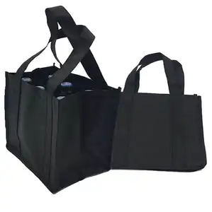 Professional manufacture 6 bottle wine carrier tote bag Customized Logo Foldable Reusable Non Woven luxury wine bag