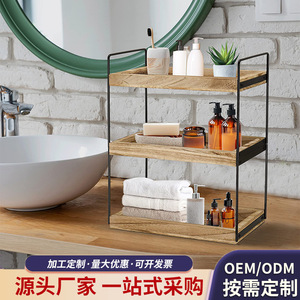 Solid Wood <b>Desktop</b> <b>Shelf</b> 3 Tier 60X70cm Multipurpose Organizer For Kitchen Bathroom Freestanding Durable Storage Rack - Product Image 4