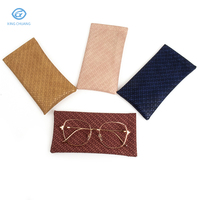 Vente en gros Emballage de lunettes en cuir PU Impression personnalisée Logo Pochette en cuir pour lunettes de soleil tressées souples Bon marché Etui & Sac