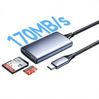 Lecteur de cartes SD TF externe en alliage d'aluminium Type-C 3.0, lecture simultanée, protection des données avec fusible intégré, haute vitesse 176 Mo/s