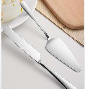 סיטונאי לוגו מותאם אישית זהב עוגת נירוסטה סכין חפירה והשרת סט מתכת מתנה להגדיר בשקית opp - Product Image 4