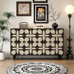 Aparador Retro Francés de Madera Maciza, Mueble de Almacenamiento para Sala de Estar con 5 Compartimentos - Product Image 1