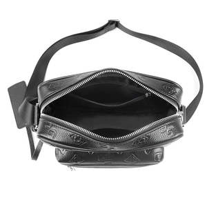 Men PU Leather Crossbody <b>Bag</b> Embossed Messenger <b>Bag</b> <b>Small</b> Shoulder <b>Bag</b> With Front Zipper Pocket For Daily Carry - Product Image 3