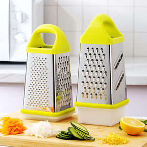 9 Inch Stainless Steel Soft Handle <strong>Parmesan</strong> <strong>Cheese</strong> <strong>Grater</strong> with Container 4 Sided Kitchen Shredder for Vegetables and Carrots - Product Image 2