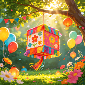 Piñata colorée faite à la main, parfaite pour les fêtes d'anniversaire des enfants, les fiestas, les carnavals et les décorations de célébrations festives - Product Image 4