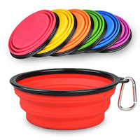 Vente gratuite échantillon personnalisé pliable en Silicone pour animaux de compagnie eau nourriture pliable voyage bol pour chien avec mousqueton Clip crochet d'escalade