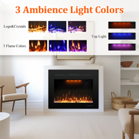 Cheminée électrique moderne de luxe Benrocks de 36 pouces avec flammes LED RGB, son crépitant, construction en acier et verre, réglable