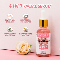 Sérum Visage 4-en-1 à Marque Blanche, Meilleure Vente, Beauté Naturelle, Vitamine C, Vitamine E, Acide Hyaluronique, Nicotinamide, Sérum Éclaircissant pour la Peau