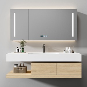<span class=keywords><strong>Meuble</strong></span> de salle de bain Corian avec <span class=keywords><strong>vasque</strong></span> intégrée couleur bois, combinaison lavabo et <span class=keywords><strong>meuble</strong></span> personnalisable - Product Image 1