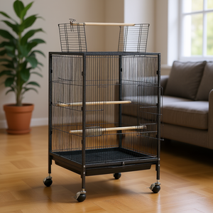 Jaula de hierro forjado de 18 x 18 x 30 pulgadas con parte superior abierta para pájaros, loros, cacatúas, periquitos, canarios, conures, para uso en interiores. - Product Image 2