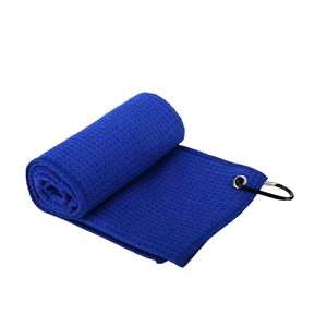 Serviette de golf en microfibre de coton tissée jacquard à séchage rapide <span class=keywords><strong>avec</strong></span> clip mousqueton, motif gaufré et fermeture auto-agrippante - Product Image 1