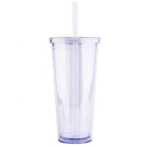 BPA Free Double Wall Transparent Boba Tumbler 700ml 24oz Custom logo <strong>Reusable</strong> Plastic <strong>Bubble</strong> <strong>Tea</strong> <strong>Cup</strong> with Lid and Straw - Product Image 2