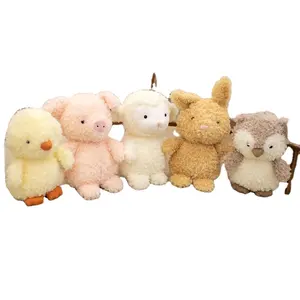 Dễ thương Fluffy Tóc Màu Hồng Pig Lamb đồ chơi sang trọng nhồi bông động vật phim hoạt hình Piggy Vàng Chick Bunny bé plushies búp bê cho trẻ em