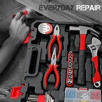 Kit d'outils Xi Meng 104 pièces pour réparations domestiques – Pinces, tournevis, marteau, clé à molette réglable, boîte à outils multifonctionnelle pour la maison