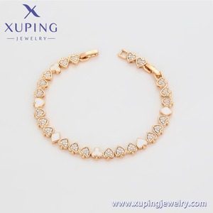 X001036545 <span class=keywords><strong>XUPING</strong></span> Pulsera de moda chapada en oro de 18K para mujer, brazalete de cobre ecológico con dijes de tenis y corazón de diamante, regalo diario - Product Image 6