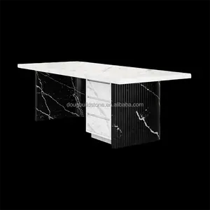 Dougbuild beyaz Carrara & siyah Marquina ofis mermer masa çekmeceli mermer ofis masası