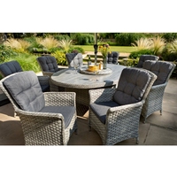 Ensemble de salle à manger d'extérieur 6 places, table ovale en polyrotin, mobilier de jardin pour terrasse et cour