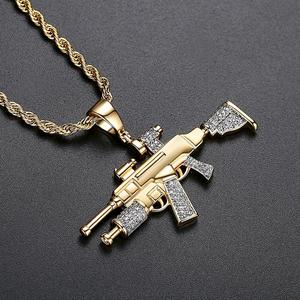 Collar de Cadena para Hombre con Diseño de Pistola Clásica JINSE, Chapado en Rodio y Oro, Joyería Masculina al por Mayor - Product Image 4