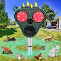 Répulsif Solaire Écologique Amélioré Rohs à Grand Flash, Capteur de Mouvement PIR Ultrasonique pour Chouette, Porc, Taupe, Animal et Oiseau Nuisible pour Ferme et Jardin