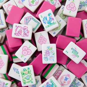 En Stock NUEVO Juego de Mahjong Americano de 160 Fichas de Acrílico Grabadas de Lujo de 4 Capas con Diseño de Elefante Rosa <span class=keywords><strong>Amara</strong></span> - Product Image 1