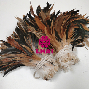 Plumes de coq Schlappen demi-bronzées naturelles irisées de 8 à 10 pouces <span class=keywords><strong>en</strong></span> gros, franges enfilées pour la chapellerie, les costumes, la pêche à la mouche et l'artisanat - Product Image 5