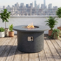 Table de foyer extérieure ronde en métal de luxe contemporaine à gaz naturel pour usage hôtelier