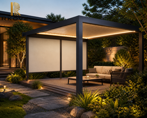 RKOVE Promoción por Tiempo Limitado Pérgola Moderna para Patio de 3x5m, Pérgola Bioclimática Adosada con 1 Mampara ZIP para Privacidad en las Noches Frescas - Product Image 2