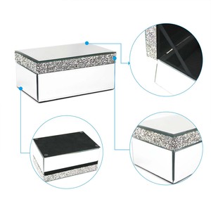 Boîte à bijoux en verre miroir avec strass <span class=keywords><strong>diamant</strong></span> écrasé argent <span class=keywords><strong>perle</strong></span> décor souvenir mallette de <span class=keywords><strong>rangement</strong></span> organisateur - Product Image 5