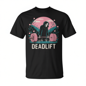T-shirt de musculation Deadlift Skeleton Fitness Goth Tarot Card Gym Workout - Product Image 2