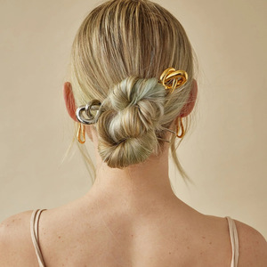 Vintage Hair Accessories Stainless Steel 18K Gold Plated Rope Hair <strong>Fork</strong> Smooth Knot Shape Hair <strong>Clip</strong> for Women
