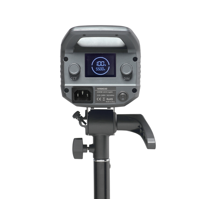 VISICO 200W High Power 2700-6500K Dimmable Portable Mini COB LED Spotlight 2.4G/ APP Control AC Powered Photography Studio CE