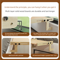 Hamac d'intérieur sans fil pour chat avec cadre en bois et métal perchoir de fenêtre sans perçage et siège d'étagère pour chat de lit doux